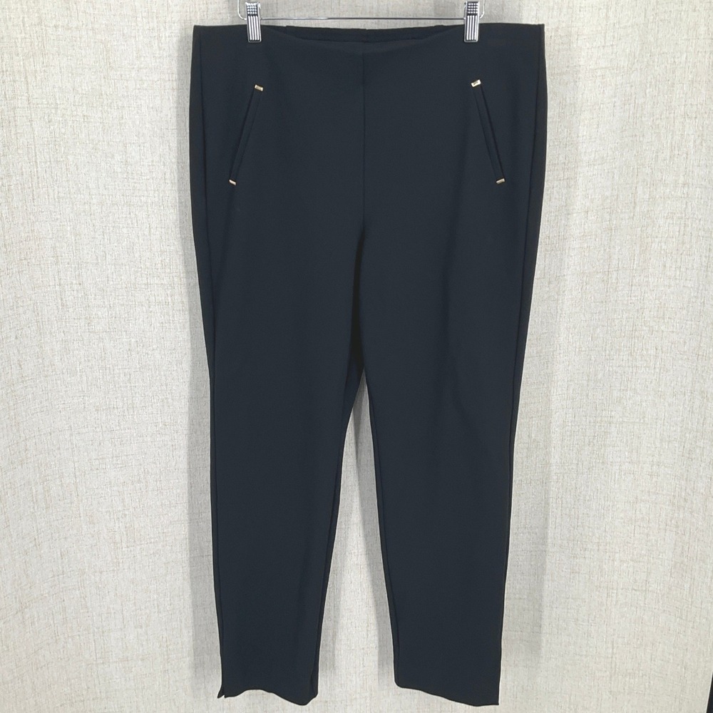 Chico's Pull‎ On Ankle Pants Women US 14 Black Slim Leg Office Capsule Classic